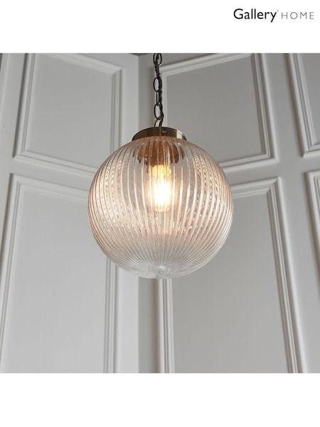 Gallery Home Brass Rejjie Clear Glass Pendant Ceiling Light (105847) | £82