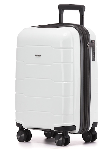White - Regular Cruw Hand Luggage Tsa Lock Silent Double Spinner Wheels Bag