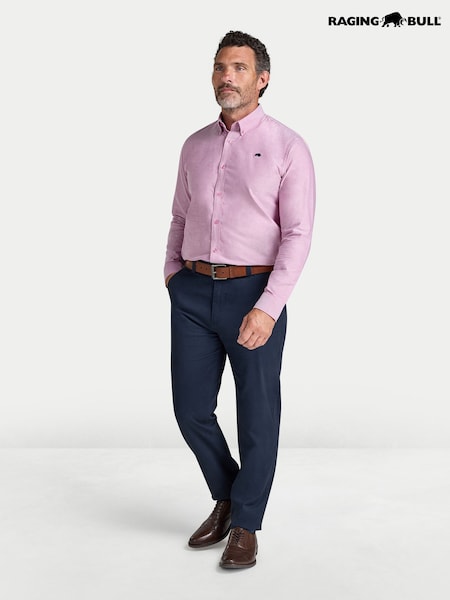 Pink - Regular Raging Bull Long Sleeve Classic Oxford Shirt