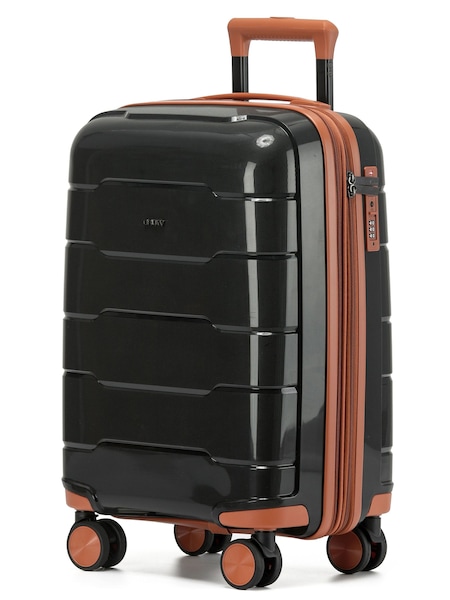 Black - Regular Cruw Hand Luggage Tsa Lock Silent Double Spinner Wheels Bag