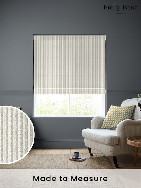 Emily Bond Pebble Grey Oscar Stripe Made to Measure Roman Blinds (106759) | £84