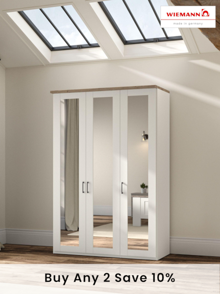 Wiemann White Truro Triple Mirror Semi Fitted Wardrobe (107844) | £1,175