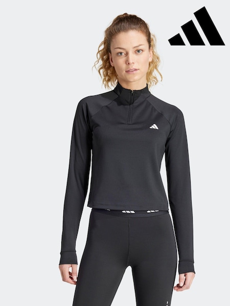 adidas Black Train Essential Quarter Zip Sweatshirt (108125) | £35
