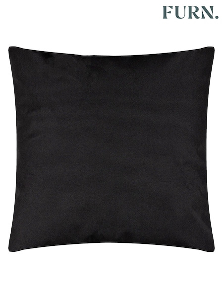 furn. Black Plain Large UV  Water Resistant Cushion (108540) | £24