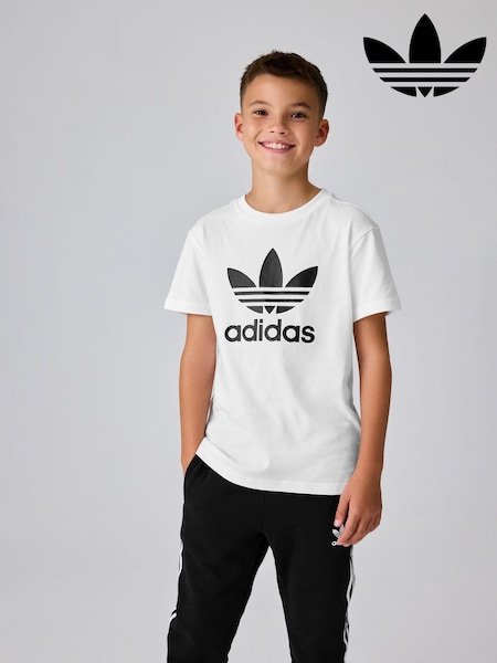 adidas orignal White Kids Trefoil 100% Cotton T-Shirt (110351) | £18