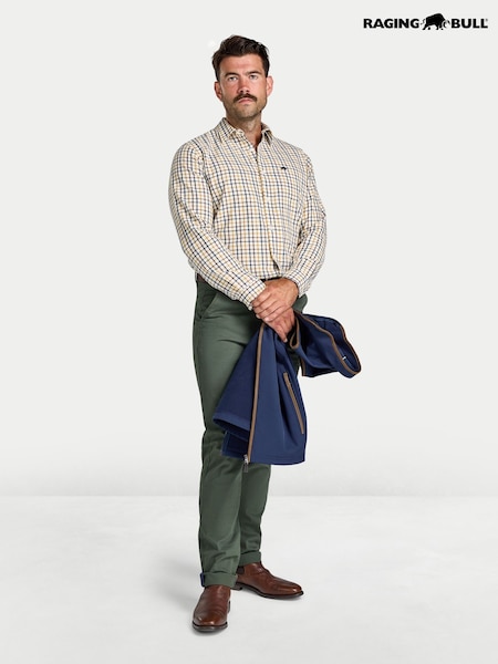 Yellow - Regular Raging Bull L/s Country Check Brushed Cotton Twill Shirt