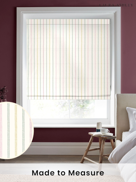 Laura Ashley Pale Ochre Candy Stripe Made to Measure 100% Cotton Roman Blinds (110850) | £84
