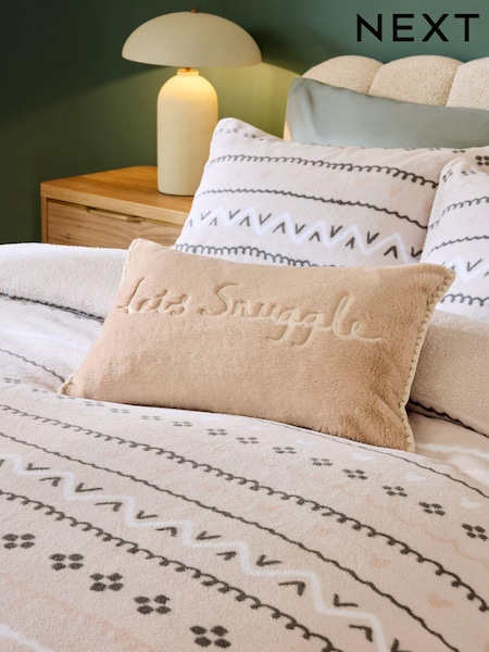 Natural Let's Snuggle Cosy Faux Fur Slogan Cushion (111256) | £16