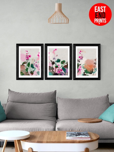 East End Prints Set of 3 Black Summerly Hollyhocks Wall Prints Set by Ana Rut Bre (111271) | £140 - £370