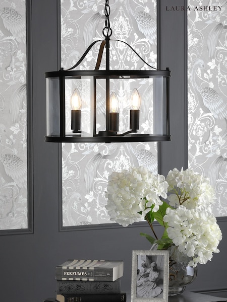 Laura Ashley Black Harrington Pendant 3 Light Ceiling Light (111624) | £285
