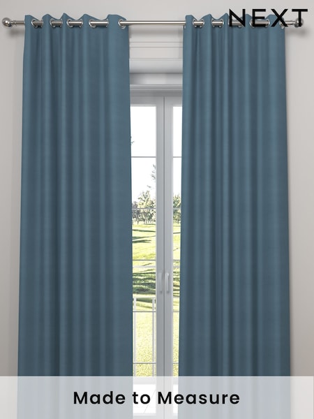 Dark Teal Blue 100% Cotton Made to Measure Curtains (112017) | £61
