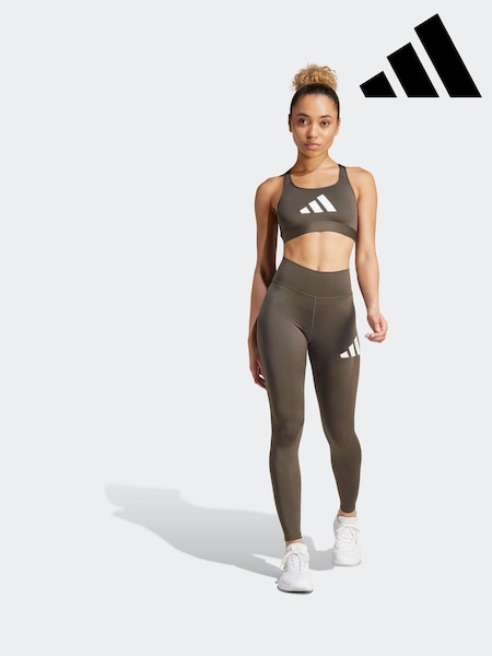adidas Green Powerreact Big Logo Low Impact Bra (112266) | £23