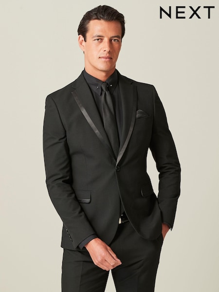 Black Skinny Fit Tuxedo Suit Jacket (112392) | £64