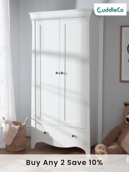 CuddleCo White Clara 2 Door Nursery Wardrobe (112523) | £399