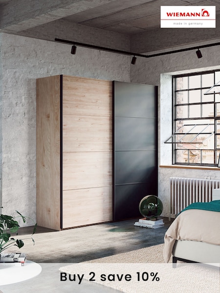 Wiemann Oak Jenson Wood and Matt Sliding Semi Fitted 2m Sliding Wardrobe (112988) | £1,205