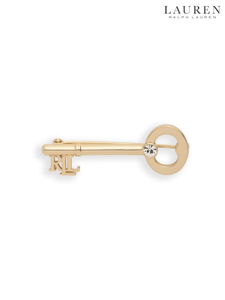 Gold Tone - Lauren Ralph Lauren Logo Coin Brooch Pin