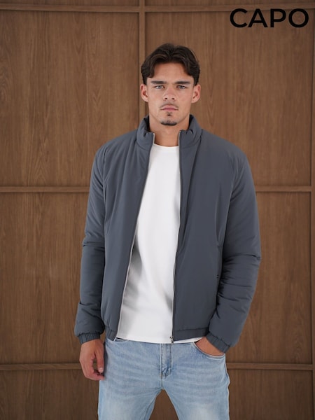 Grey - Regular Capo Padded Bomber Jacket
