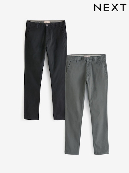 Black/Grey Dark Skinny Stretch Chino Trousers 2 Pack (114270) | £46