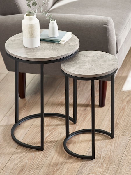 Julian Bowen Grey Staten Round Nesting Side Tables (115151) | £115