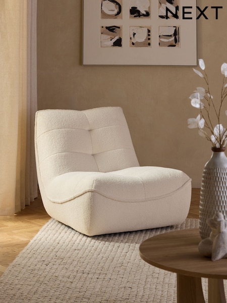 Soft Cosy Boucle Ivory Natural Lucca Swivel Pillow Accent Chair (115357) | £450