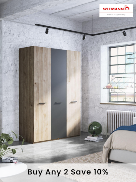 Wiemann Oak Jenson Wood and Matt Semi Fitted Triple Wardrobe (115857) | £700