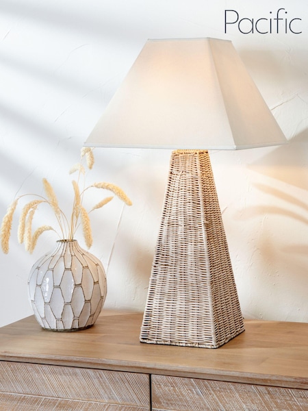 Pacific Lifestyle Natural Seacomb Rattan Pyramid Table Lamp (117405) | £105