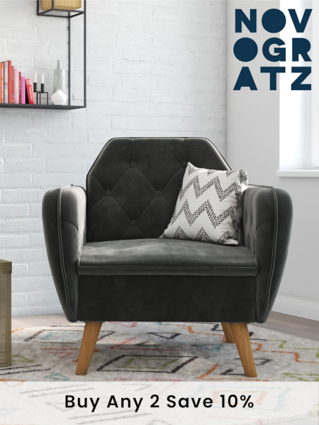 Novogratz Grey Teresa Velvet Memory Foam Accent Chair (118000) | £198