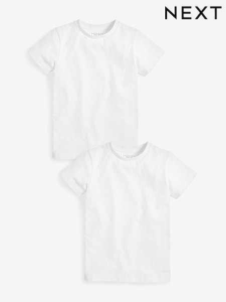 White Short Sleeve T-Shirts 2 Pack (3-16yrs) (118353) | £7 - £13