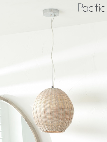 Pacific Cream Raffles Large Rattan Pendant Ceiling Light (118413) | £75