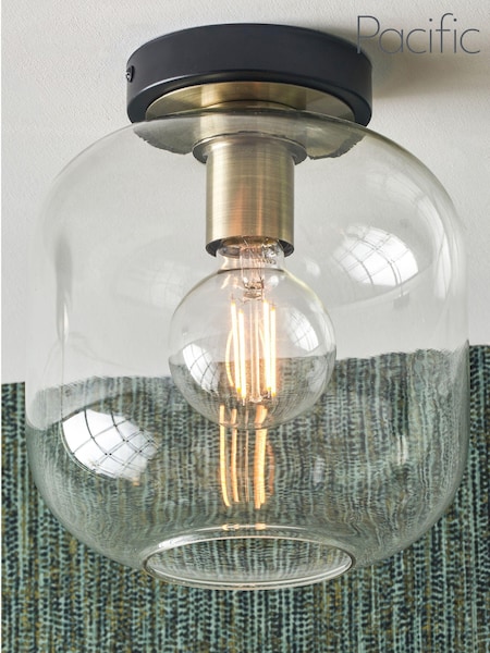 Pacific Black Metal and Glass Flush Pendant Ceiling Light (118454) | £70