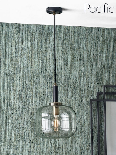 Pacific Black Metal and Glass Pendant Ceiling Light (118547) | £80