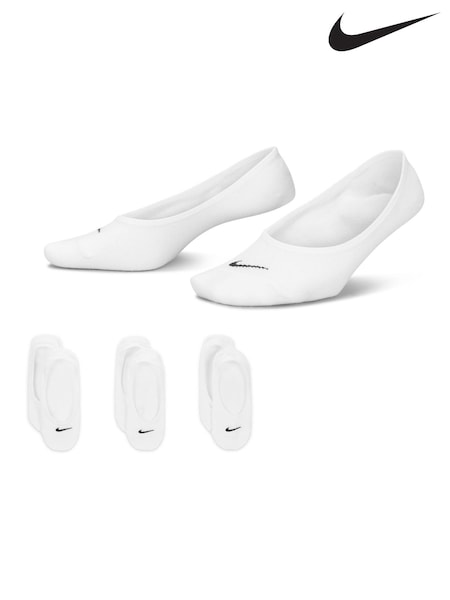 Nike White Everyday Lightweight Training Footie Socks 3 Pack (119233) | £14