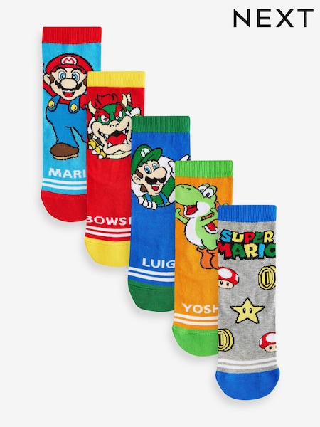 Super Mario License Character 5 Pack Cotton Rich Socks (119822) | £13 - £14