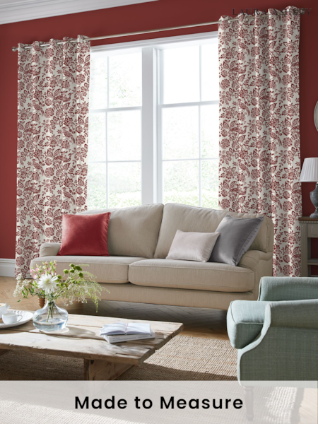 Laura Ashley Crimson Red Adain Palace Made to Measure 100% Cotton Curtains (119954) | £91