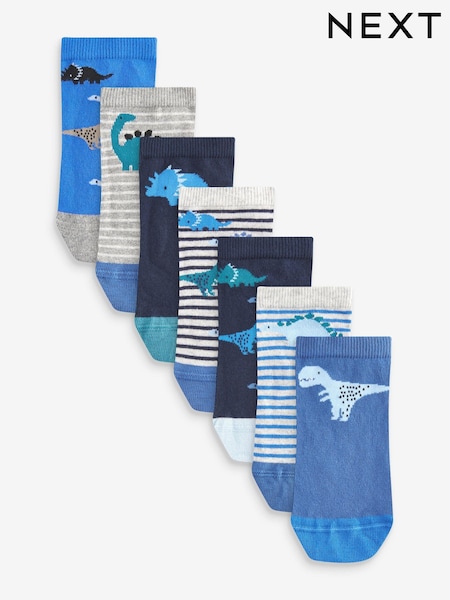 Blue Dinos Rich Trainers Socks 7 Pack (120106) | £7 - £9
