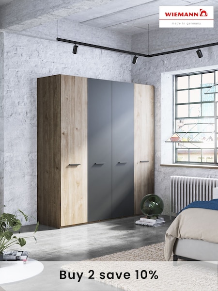 Wiemann Oak Jenson Wood and Matt Semi Fitted 4 Door Wardrobe (120235) | £915