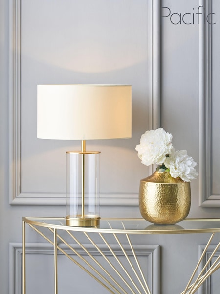 Pacific Champagne Gold Westwood Clear Glass Metal Table Lamp (120285) | £140
