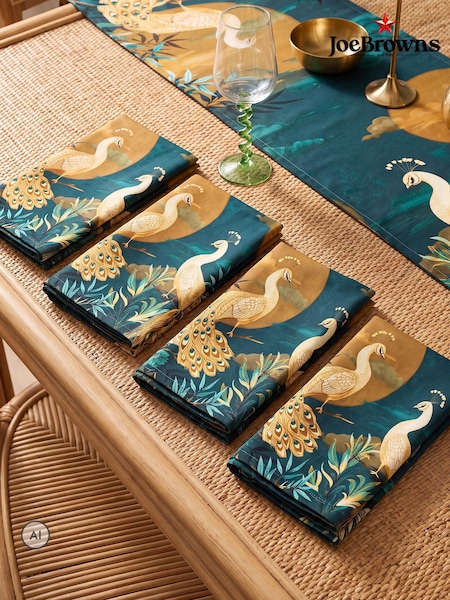 Joe Browns Gilded Peacocks Pack Of 4 Napkins