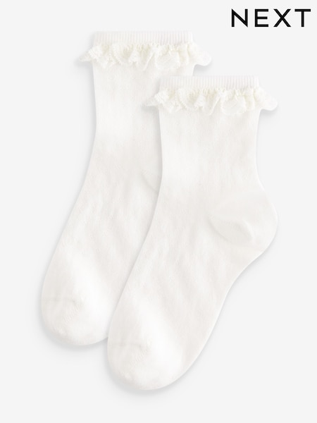 Cream 2 Pack Cotton Rich Ruffle Ankle Socks (121148) | £3.50 - £5.50