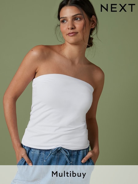 White Cotton Rich Bandeau Boobtube Top (121439) | £8.50