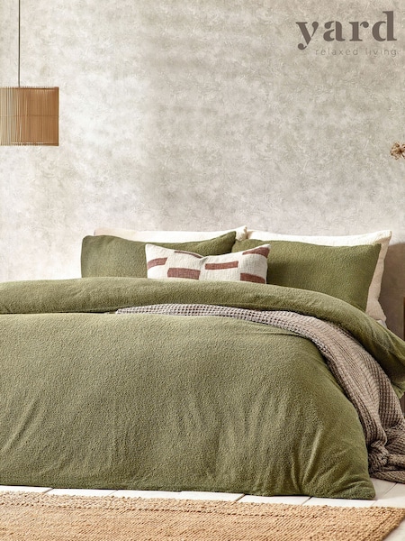 Yard Olive Boucle Textured Duvet Cover Set (122579) | £38 - £64
