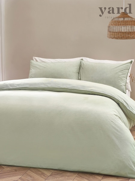 Yard Khaki Green Heaton Stripe 100% Cotton Duvet Cover Set (122719) | £32 - £56