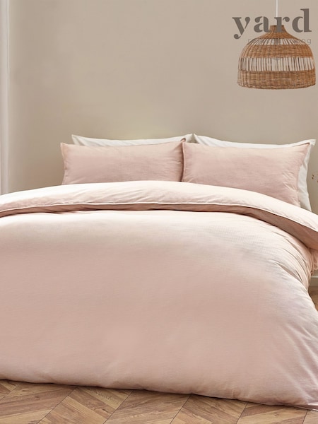 Yard Baked Earth Pink Heaton Stripe 100% Cotton Duvet Cover Set (122796) | £32 - £56