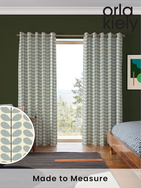 Orla Kiely Blue 100% Cotton Two Colour Stem Made To Measure Curtains (123054) | £91