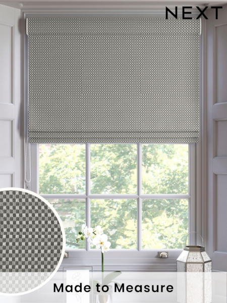 Grey Chenille Check Made To Measure Roman Blind (123580) | £42