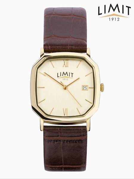 Brown - Regular Limit Octagonal Gold Analogue Watch With Strap