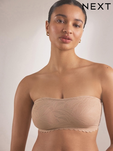 Praline Nude All-Over Lace Scallop Edge Bandeau Bra (124722) | £16