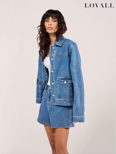 Blue - Lovall Oversized Denim Jacket