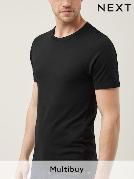 Black Regular Fit Essential Crew Neck Cotton T-Shirt (124922) | £8