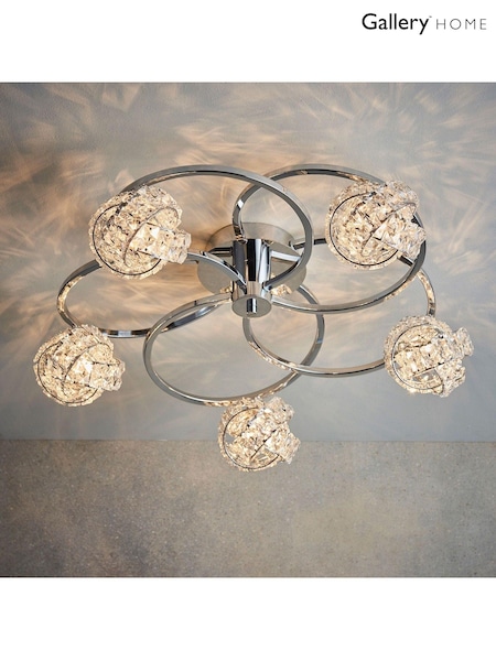 Gallery Home Chrome 5 Light Flush Lila Flush Ceiling Light (125093) | £211